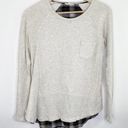 Hem & Thread  Cream Plaid Long Sleeve 100% Cotton Shirt Women's Size Small S Photo 0