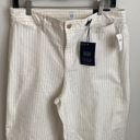 Gap  High Rise Wide Leg Crop Jeans Ivory Striped Photo 3