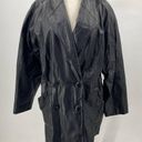 Vintage Leather Jacket Double Breasted Button Down Oversized Black Womens Medium Photo 0