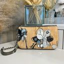 Coach Straw Leather Wristlet Floral Kiss Lock Unique and Rare Special Edition Photo 9