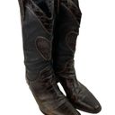 Brighton  Toby Western Cowboy Boots Women Size 8.5 Brown Leather Heart Charm Croc Photo 5