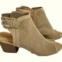 Unisa  Booties Shoes Sz 9 Tan Beige Faux Suede Heels Open Toe Slingback Sandal Photo 0