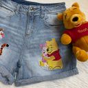 Disney embroidered Winnie the Pooh denim high waist shorts Photo 3