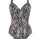 MiracleSuit  Metallic Silver Chevron Python Siren OnePiece Swimsuit Size 8 NWT Photo 2