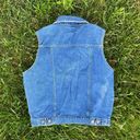 90s / Y2K Denim Vintage Zoo Animal Embroidered Jean Vest Leopard Print Trim Size M Photo 3