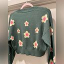 Daisy Bailey Rose Green Pink & Pale Yellow  Floral Cropped Cardigan Sweater - S Photo 9