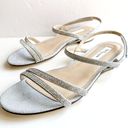 Nina Sarita Evening Metallic Crystal Strappy Flat Textured Sandals Size 9 Photo 1