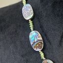 Coldwater Creek Womens Vintage  Abalone & Peridot Beaded Necklace with Lobster Photo 4