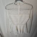 Endless Rose  White Crochet Mockneck Long Sleeve Peplum Womens Blouse Size XS Photo 9