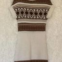 Say What? 𝅺Say What? Tribal Stripe Sweater Knit Tunic Brown Cream Size M Photo 7