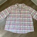 Dress Barn  Button Up Collared Shirt Plaid Floral 3/4 Sleeve ~ Woman Size 14W/16W Photo 2