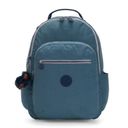 Kipling Teal Blue Solid Relaxed Backpack with Keychain Photo 0