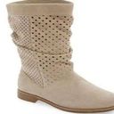 Toms  Boots Size 9 Serra Perforated Suede Leather Slouch Beige Oxford Tan Shoes Photo 0