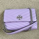 Tory Burch  Small Kira Chevron Leather Shoulder Crossbody Bag LAVENDER CLOUD Photo 7