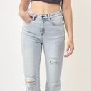 Risen Lightwash HIGH RISE DISTRESSED STRAIGHT LEG JEANS Photo 0