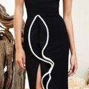 Alexis Peyton Strapless Ruffle Hem Bodycon Midi Dress Black White LBD XS Photo 0