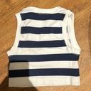 Sincerely Jules Cropped Blue And White High Neck Tank Top Photo 0