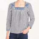 J.Crew  Gingham Embroidered Peasant Top Blouse 
Size S Photo 1