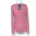 Chaser  Top Ruffle Trim Ribbed Knit Long Sleeve Pink Small NWT Photo 2