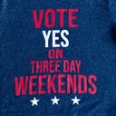 Wildfox  “VOTE YES ON THREE DAY WEEKENDS” Lounge Top, Navy Blue, Red, Size XS Photo 3