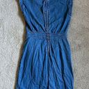 INC EGC  buttery soft faux wrap denim v-neck dress with side ruching‎ size 2 Photo 4