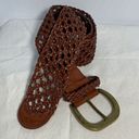 Amanda Smith  Brown Brass Leather Woven Belt Photo 0