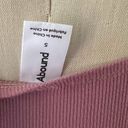 Abound  Women's Dusty Pink Ribbed V-Neck Stretch Puff Sleeve Blouse Top  Size S Photo 5