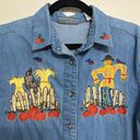 American Vintage Vintage Halloween Fall Harvest Themed Denim Button Down Shirt - Size M Photo 2