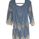 Rue 21  dress 3/4 sleeves deep rounded neckline embroidered lace cutouts Size Med Photo 0