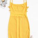 Zaful Yellow Ribbed Body Con Knee Length Dress Photo 0