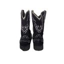 Justin  Western Cowgirl Boots Black Leather Rhinestones Embroidery 8B Square toe Photo 6