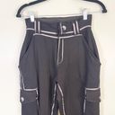 Maniere De Voir  Women's Black Cargo Pockets Scribble Print Jogger Pants Size 4 Photo 12