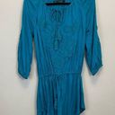 Vix Paula Hermanny  Embroidered Caftan Swim Cover Up Turquoise Size S Photo 0