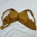 Aerie  Large AE Eyelash Gold Lace Padded Plunge Bralette Adjustable Straps Photo 3