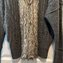 DKNY  Jeans Charcoal Gray Cardigan Sweater with Faux Fur Accent—Size Medium Photo 3