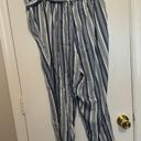 The Loft  Blue White Striped Paper Bag Tie Waist Pull On Pants Size Large Petite Photo 1