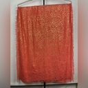 Cynthia Rowley Coral Gold Sheer Lightweight Rectangular Scarf with Fringe Hem Photo 1