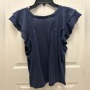 Maeve  Raw Hem Layered Ruffle Sleeve V Neck Top Photo 4