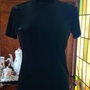 Tahari  Black Stretch Velvet Mock Turtleneck Top Photo 0