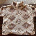 Thread and Supply  Wubby Sherpa style Quarter Zip Aztec Print Cropped Sweater Photo 2