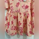 We The Free NWT Free People SMALL Linen Moon City Ruffle Hem Top In Peach Combo Pockets Photo 4