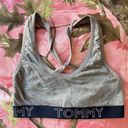 Tommy Hilfiger  grey navy cross back cotton sports bra sparkly silver logo Photo 1