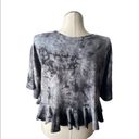 Good Luck Gem  crop top tie dye peplum bottom shirt black Sz XL Photo 5