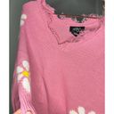 Daisy Just Polly Pink  Flower Cropped Raw Hem Distressed Sweater Size Medium Photo 7