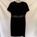 Talbots Vintage  Midi Dress Sz 12 Black Satin Bow Belt Short Sleeve Lined 80s USA Photo 5