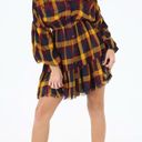 Angie NEW! Boho Plaid Long Sleeve Mini Dress Fringed Hem Grunge Photo 2