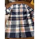 Rachel Zoe  blue wool blend oversized plaid coat size s Photo 7