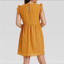 Knox Rose Women's  mustard yellow ruffle sleeve eyelet A-Line dress Photo 1