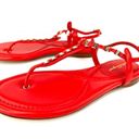 Salvatore Ferragamo  TAHITI CORAL LEATHER T-STRAP FLAT SANDALS SIZE 6 C Photo 3