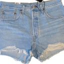 Levi’s jean shorts 501 fitted high rise button fly distressed fray denim‎ Photo 0